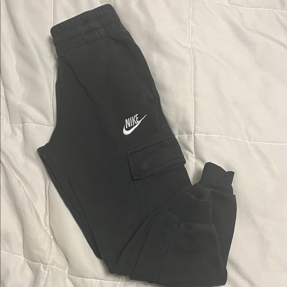 Nike Kids Black Sweatpants with White Logo